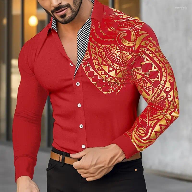 Mens Casual Shirts Shirt Buttoned Hawaiian Long Sleeve Lapel Clothing Soft Comfortable Fashion Button Design