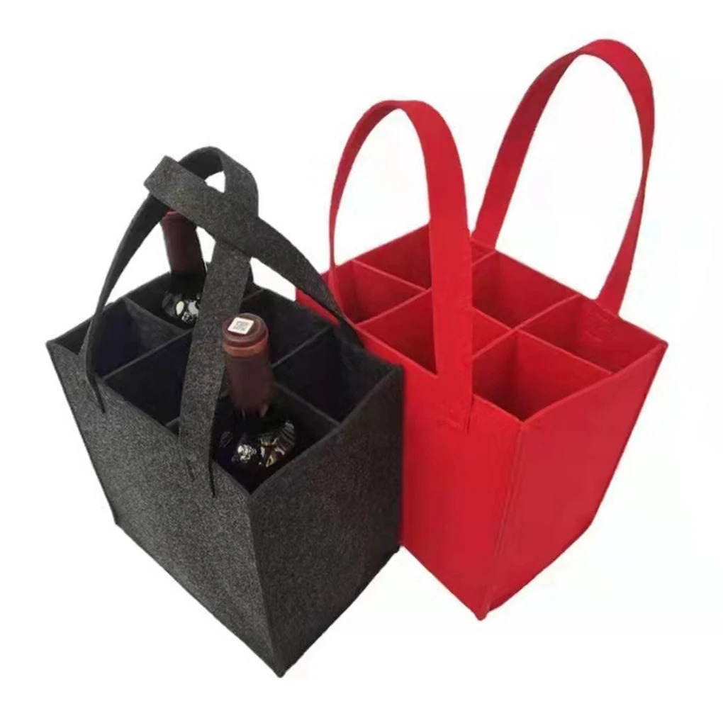1 red wine gift bag felt bottle bag 6 reusable party picnic beer bottles 241107
