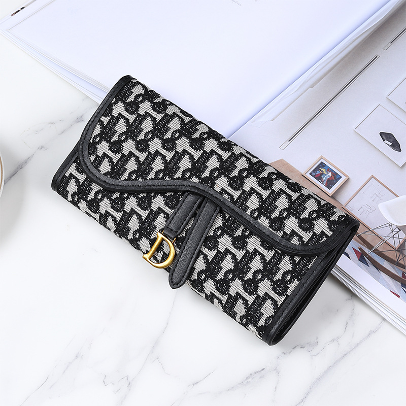 Retro Wallet Women's Long Large Capacity D-Buckle Multi Card Position Foreign Trade Multi Functional Three Fold Handheld Bag