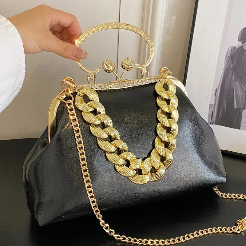 Home>Products> Womens Gold Green Chain Messenger Bag>PU Leather Shoulder Bag>Shell Clip er Handbag and Wallet Wedding Clutch 241107