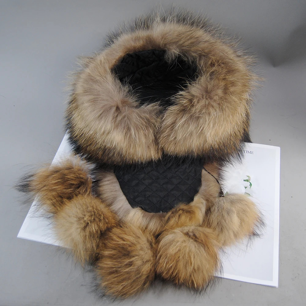 womens Russian Ushaka pilot hunter real fox fur bomber hat fox fur hat dome Mongolian hat natural raccoon fur hat 241106
