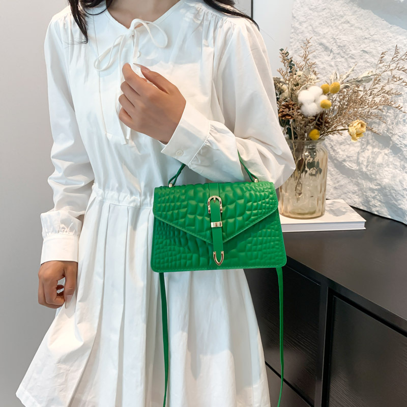 Fashion Female Shoulder Bag Alligator Pattern Small Square Bags for Women Pure Candy Color Crossbody Bags PU Leather Handbags