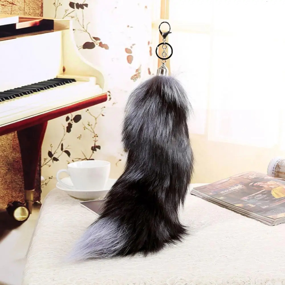 Fox Fur Tail Keychain Tassel Bag Handbag Pendant Wallet Accessories Gift Bag Fashion Charm Keyholder Car Keychain 241107