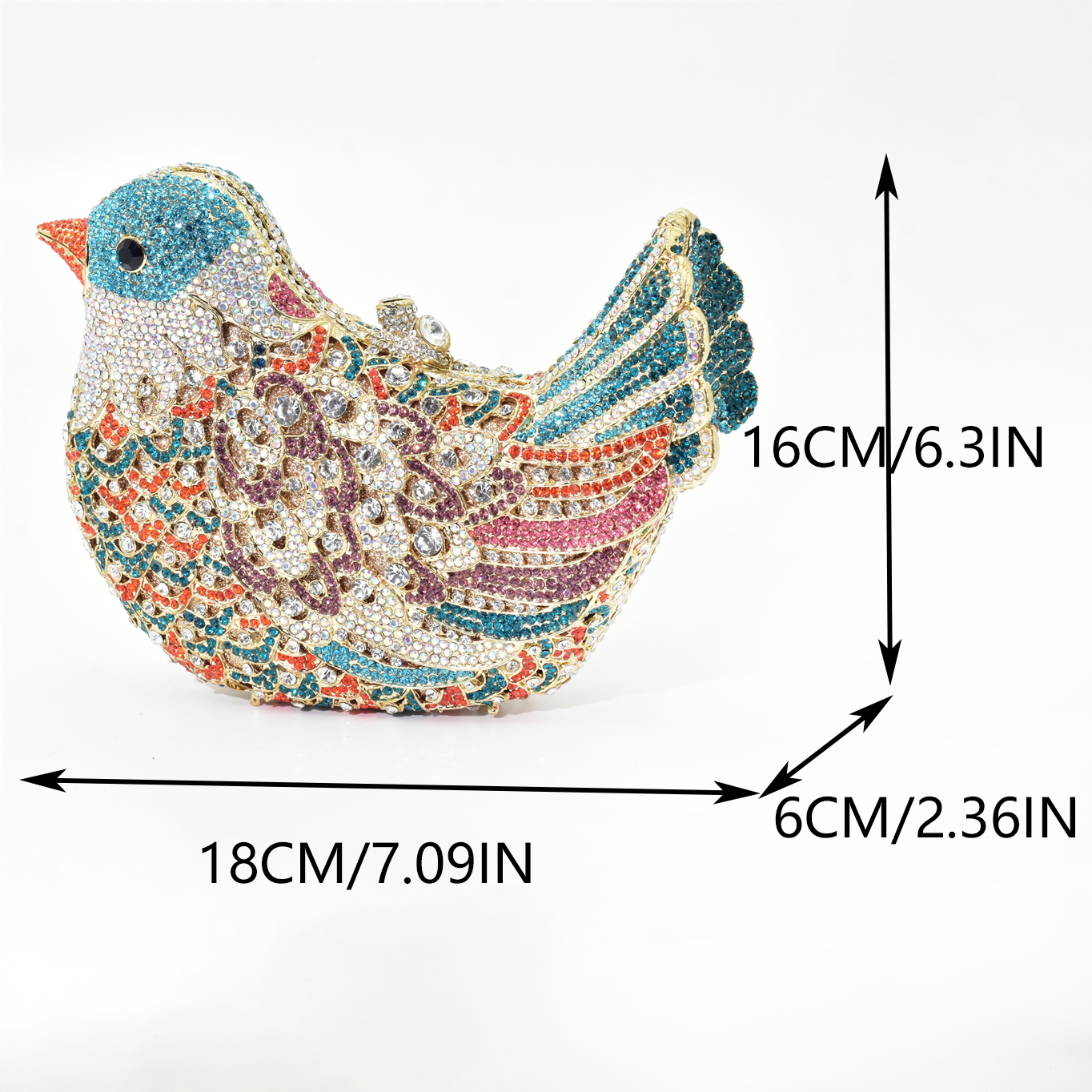 Latest Design Women Wedding Clutches Bags Purse for Bride Colorful Diamonds Purse Handbag Animal Bird Handmade Bridal Purses