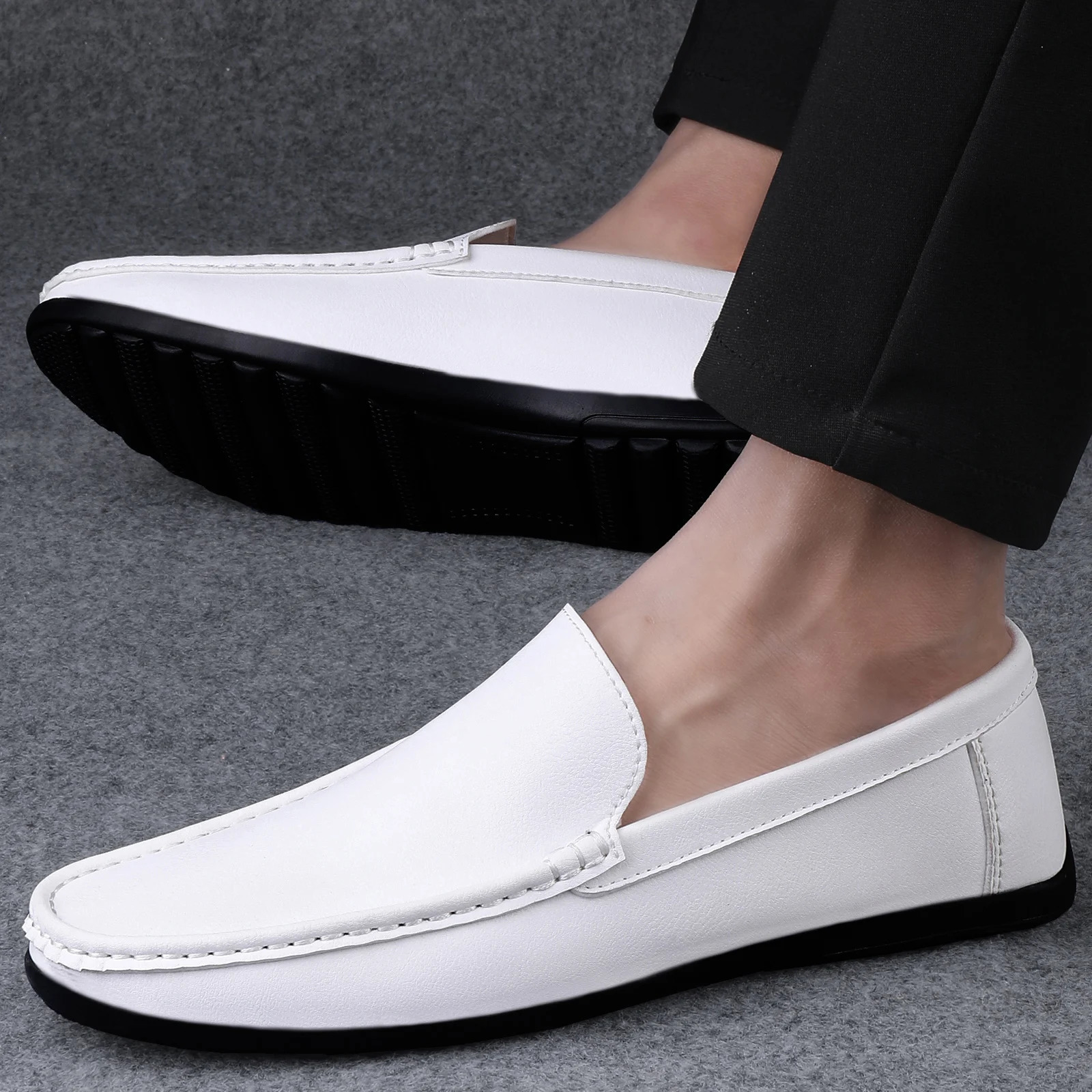 Fashion Mens Shoes High Quality Loafers Comfortable Kayak Shoes White Mens Summer Casual Shoes Mocassin Plus Size 47 241106