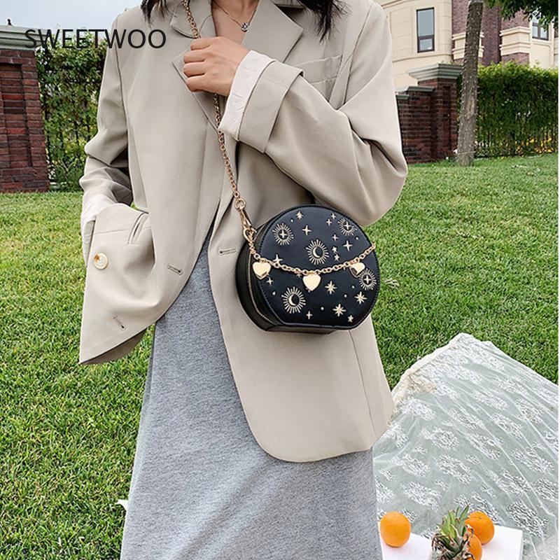 Fashion Starry Sky Round Bags Women Crossbody Bag Luxury Chain Circular Shoulder Bag Lady Small Embroidery Women's Handbag 2020