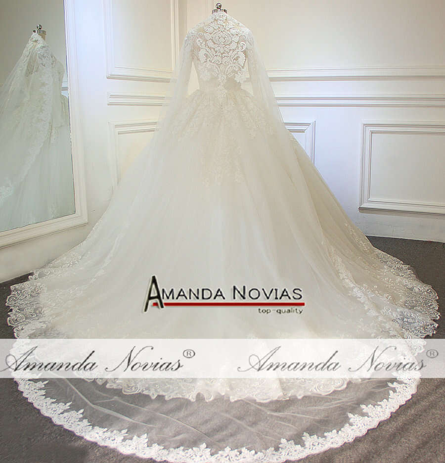 Amanda Novias Real Sample Long 1.5m width without comb Veils For Wedding With Lace Edge