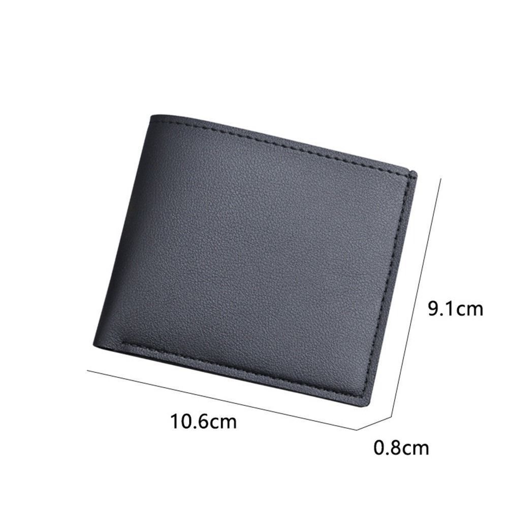 Men Short PU Leather Wallet Simple Solid Color Thin Male Credit Card Holder
