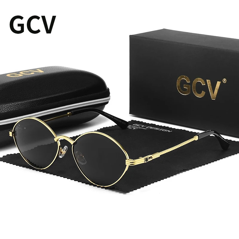 GCV cat eye olive shaped alloy mens and womens sunglasses polarized UV400 night vision goggles retro punk UNISEX 241106