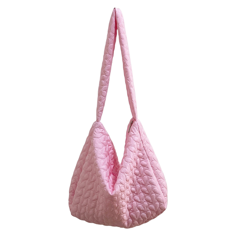 Women Shopping Shoulder Bag Solid Quilted Padded Travel Hobo Bag Zipper Shoulder Tote Purse Bag for Work Outing Daily Use