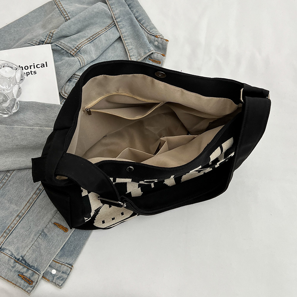 Rabbit Pattern Canvas Shoulder Bag Large Capacity Trendy Crossbody Bag Fashion Handbag Everyday Purse for Women and Girls