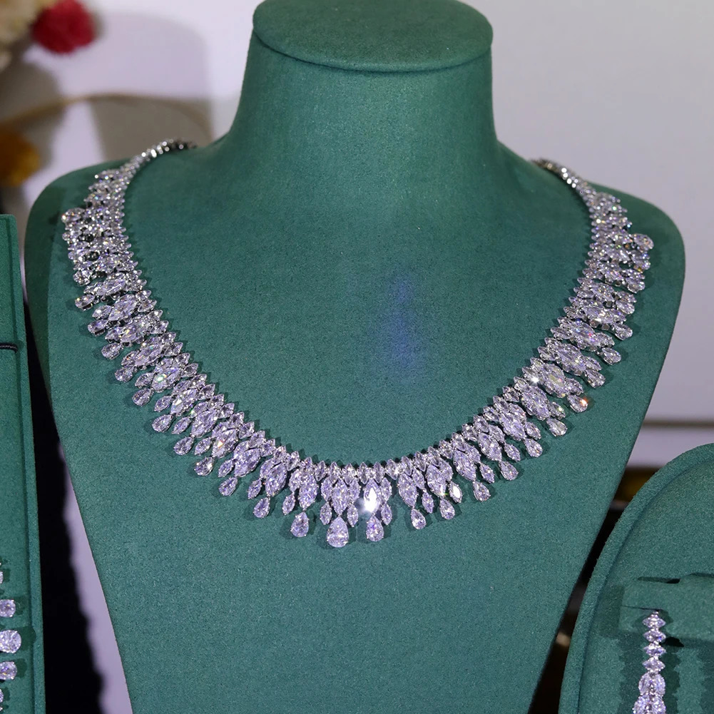 ly arrived cubic zirconia necklace and earring bridal jewelry set suitable for womens dance wedding and party accessories free delivery 241106