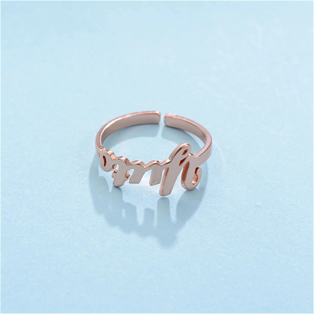 YHUISO Personalized Customization Name Stainless Steel Ring Adjustable Finger Ring Mens and Womens Wedding Jewelry 241106