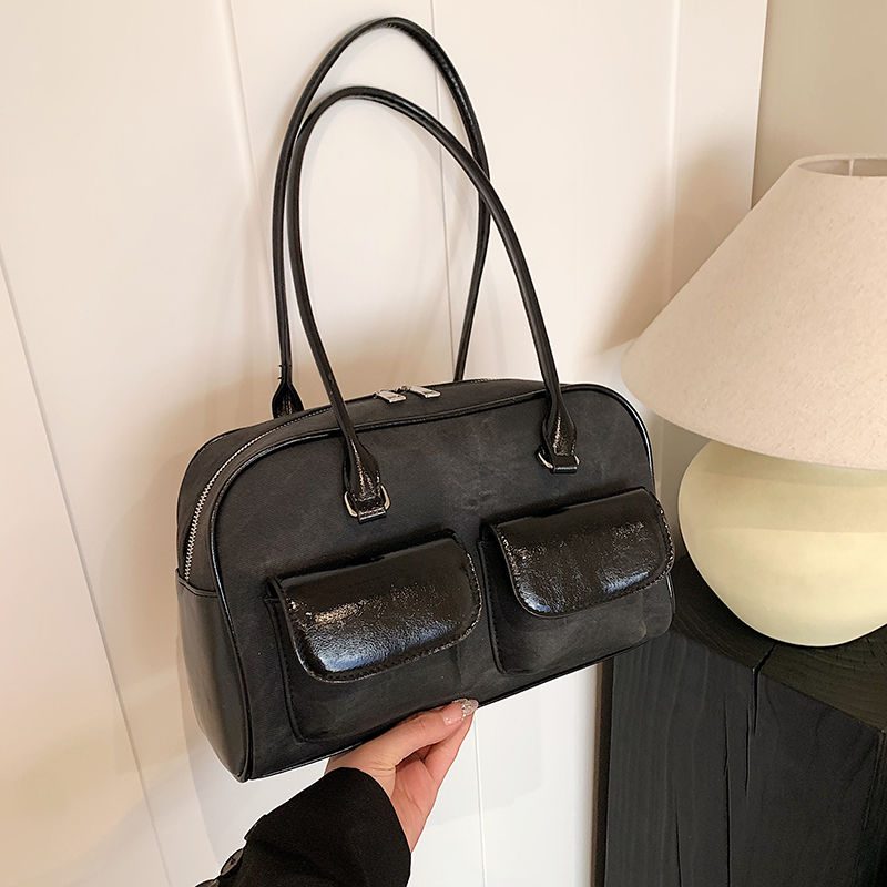 Miyagawa Retro Underarm Women's New Bowling Korean Tote Bags Fashion One Shoulder Boston Commuter Bag
