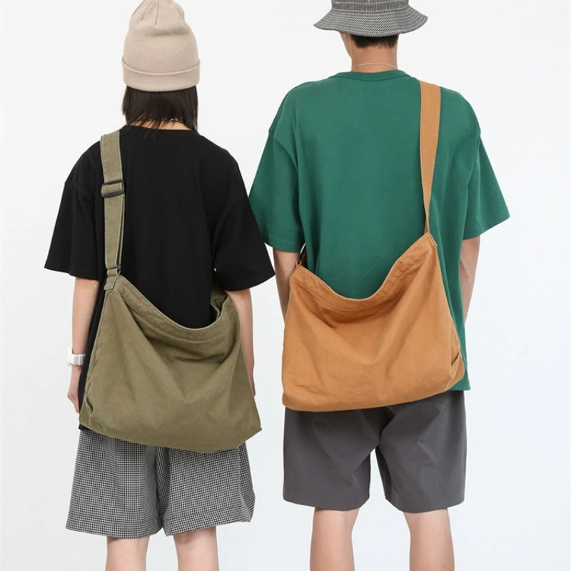 Simple Messenger Bags Artistic Washed Women Oblique Straddle Canvas Bag Large Capacity Student Shoulder Leisure Shopping 241106