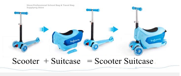 Kids scooter with 3 wheels Suitcase Travel Luggage Children Scooter Suitcase baggage suitcase for kid Rolling luggage bag wheels