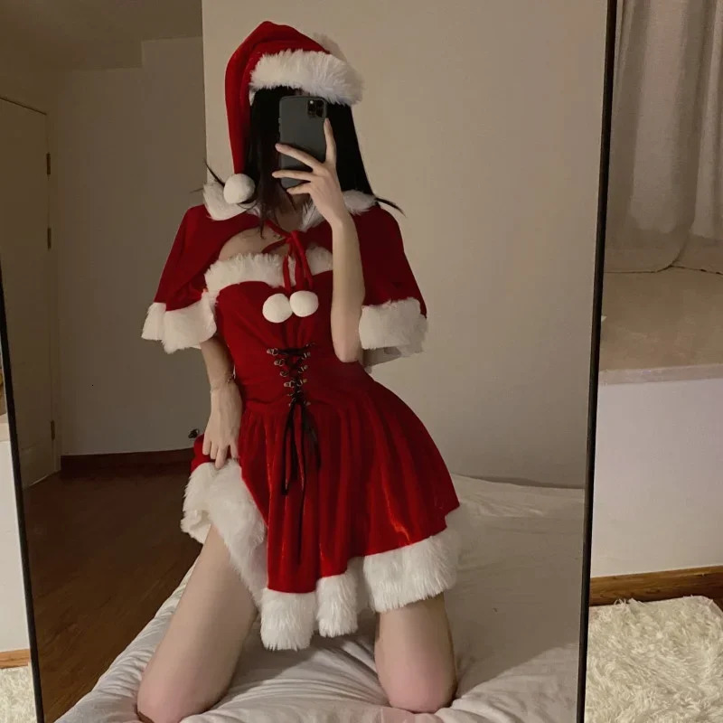 Sexy Christmas Party Mini Dress Womens Red Belt Casual Evening Dress Womens er Korean Dress Autumn/Winter Edition 241106
