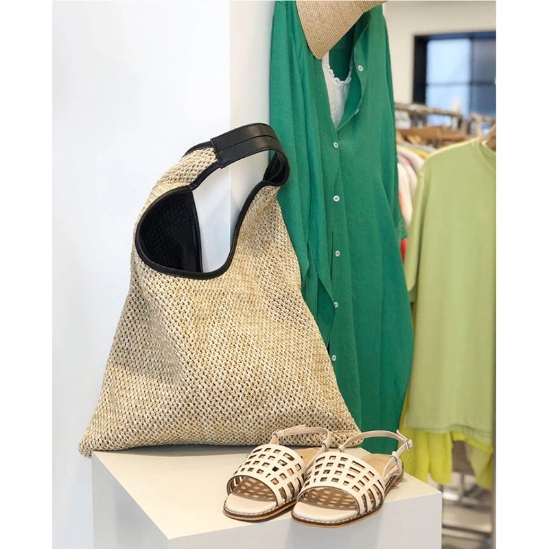 Summer Handmade Bags Shoulder Bags Women Beach Weaving Ladies Straw Bag Armpit Bag Moon Shaped Top Handle Purses Handbag Totes