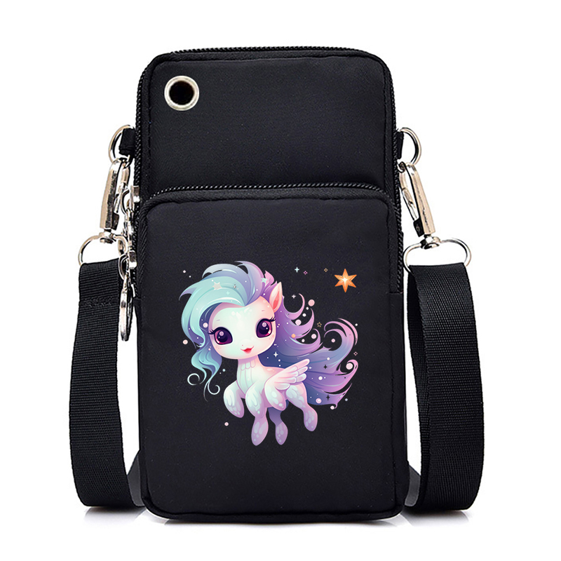 New Fashion Trend Mobile Phone Bag Unicorn Floral 26 Letters Women's Messenger Bag Teenager Girl Small Coin Purse Handbag Wallet