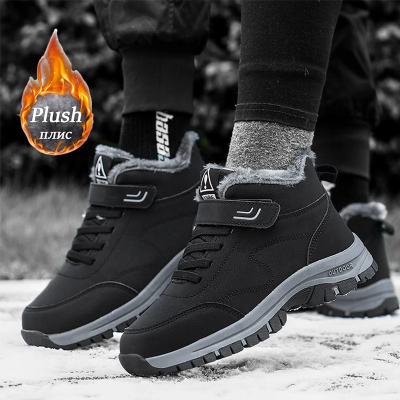 mens snow boots waterproof sports shoes super warm plush womens boots outdoor anti slip couple hiking boots work shoes winter 241106
