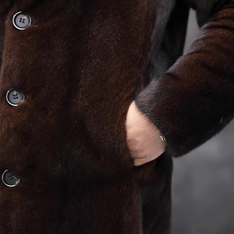 mink coat artificial fur winter coat fur integrated mink suit collar windbreaker single row button 241107