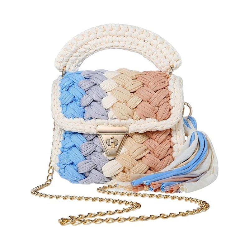 Casual Handbag Fashion Crossbody Bags Crochet Shoulder Bag Handmade Woven Trendy Tote for Women Girl Large Capacity
