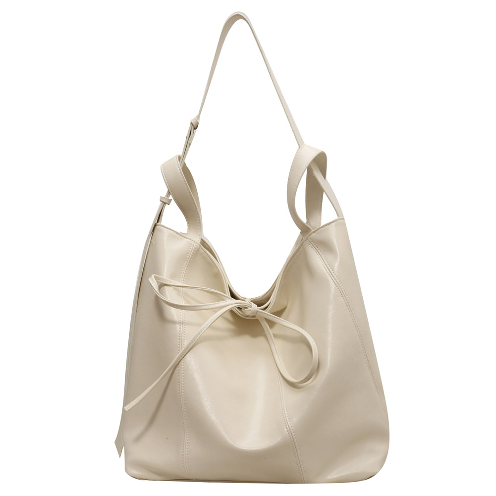 Retro PU Leather Underarm Bag Large Capacity Casual Shoulder Purse Stylish Bowknot Satchel Purse Hobo Bag for Women and Girls