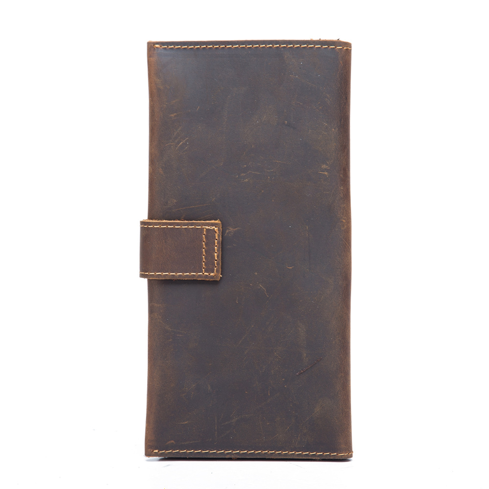 Genuine Leather Men Long Wallets Vintage Money Clip Casual Coin Purse For Male Credit Card Holder Hasp Phone Clutch Bags JYY1175