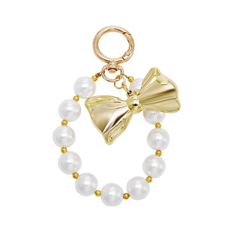 Korean exquisite pearl bow keychain pearl phone bag handmade keychain jewelry decoration fashion gift accessories 241107