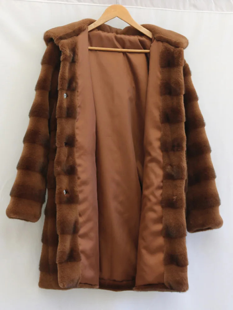 EOEN Fashion Womens faux fur coat hooded button loose thick faux mink jacket Winter Trend 241107