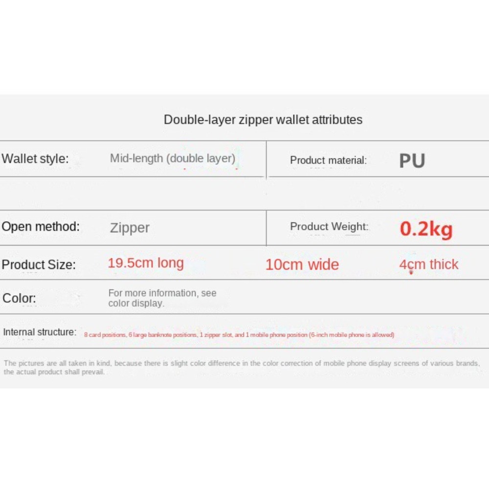 Large Capacity Female Long Wallet Fashion Double Layered Multifunctional Zipper Purse PU Leather Phone Bag