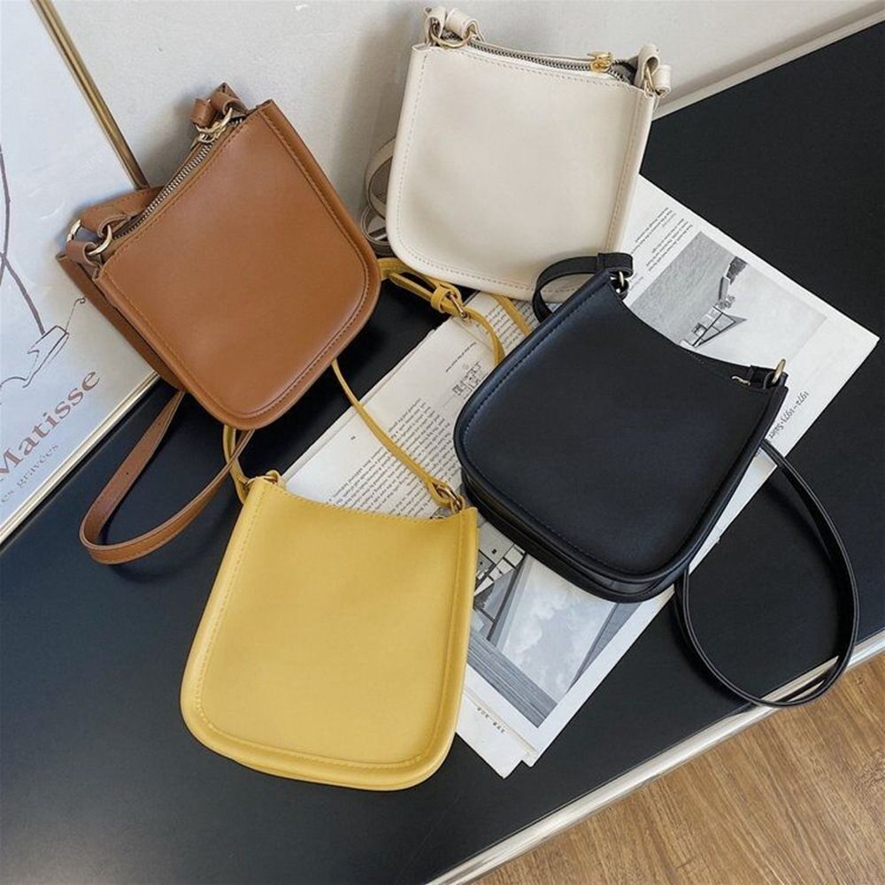 Black Small Square Bag Simple Mobile Phone Bag Pu Leather Crossbody Bag Handbag White Shoulder Bag Outdoor