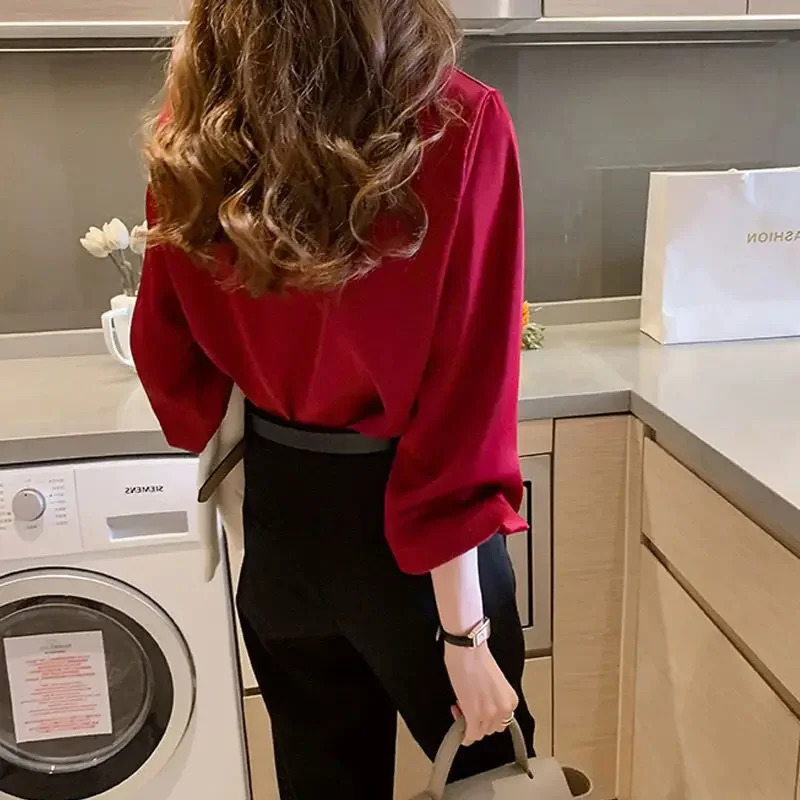 Button Up Spring White Office Outfits Clothes Formal Long Sleeve Satin Womens Shirt Blouse Wear To Work Silk Tops for Women S 240407