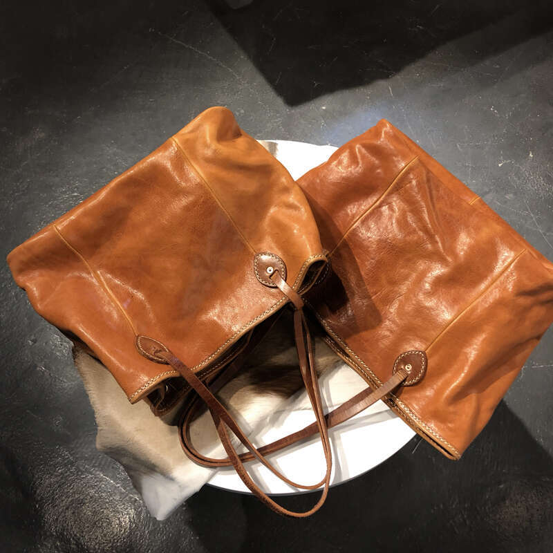 OLOEY Thick vegetable tanned cowhide shoulder women retro leather handbag large capacity tote bag ladies shopping bags