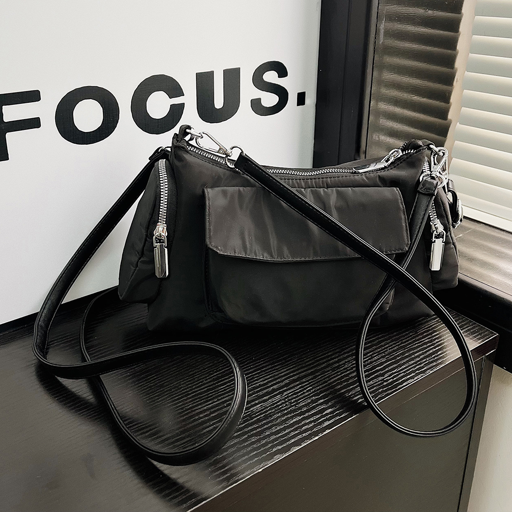 Simple Shoulder Bag Multiple Pockets Top Handle Handbag Solid Color Casual Shoulder Purse Satchel Purse for Women