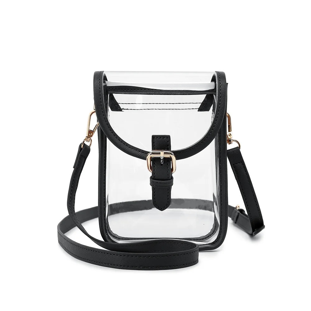 PVC transparent shoulder bag PU leather transparent messenger bag casual shoulder bag jelly transparent womens handbag 241107