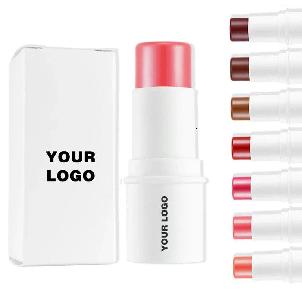 Private label 29g cream powder blusher stick custom bulk 8 color waterproof pigment cute powder blusher makeup white black pink tube 241107
