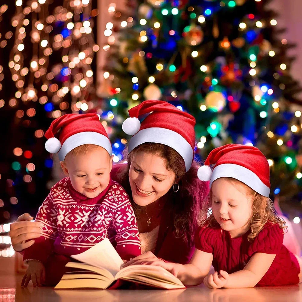 20/1 non-woven Christmas hat suitable for adults and ren thick Christmas hat Merry Christmas Year party decoration gift 241106