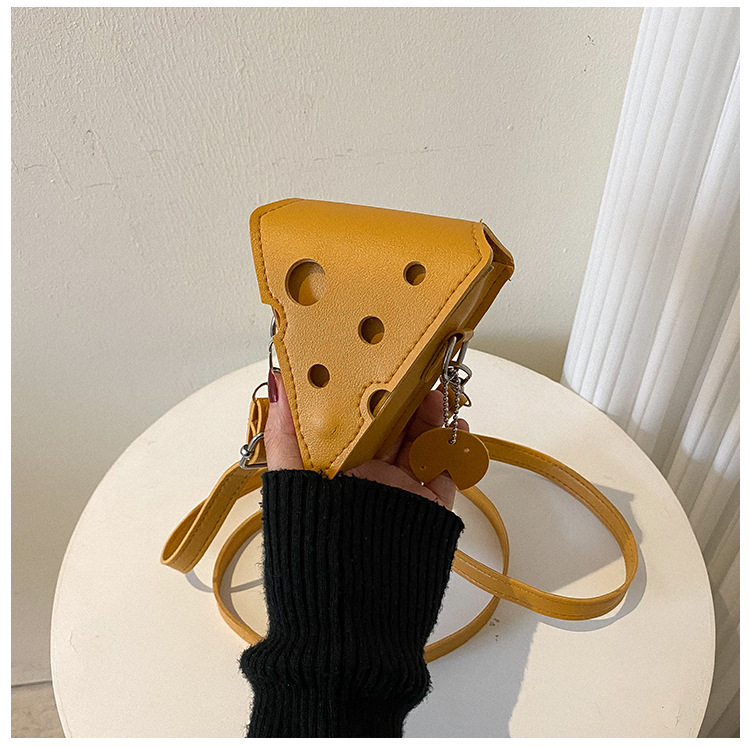 Mini PU Leather Bags Women's Triangle and Square Cheese Shaped Cute Earphone Lipstick Purses Handbags Crossbody Shoulder Bag
