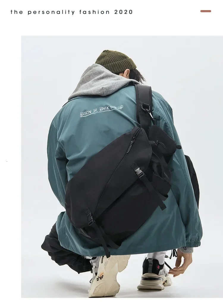 Causal Nylon Shoulder Man Bag Japanese Teenager School Laptop Sling Mens Streetwear Travel Cross Messenger Bags for Men 241106