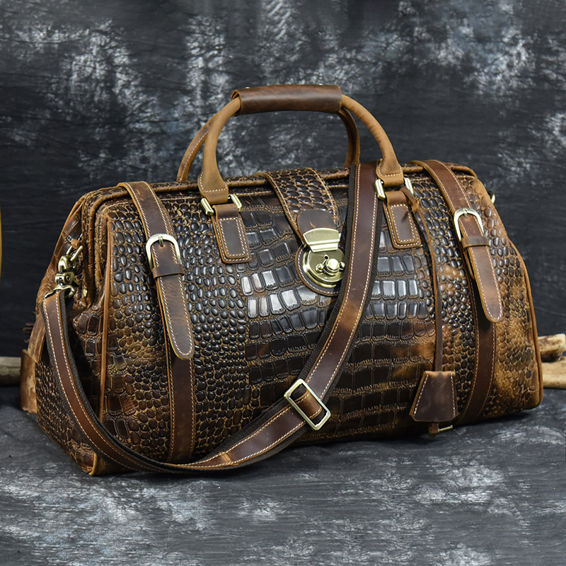 Newsbirds Leather Weekender Bag For Man Vintage Cow Leather Travel Luggage bag leather crossbody shoulder bag travelling handbag