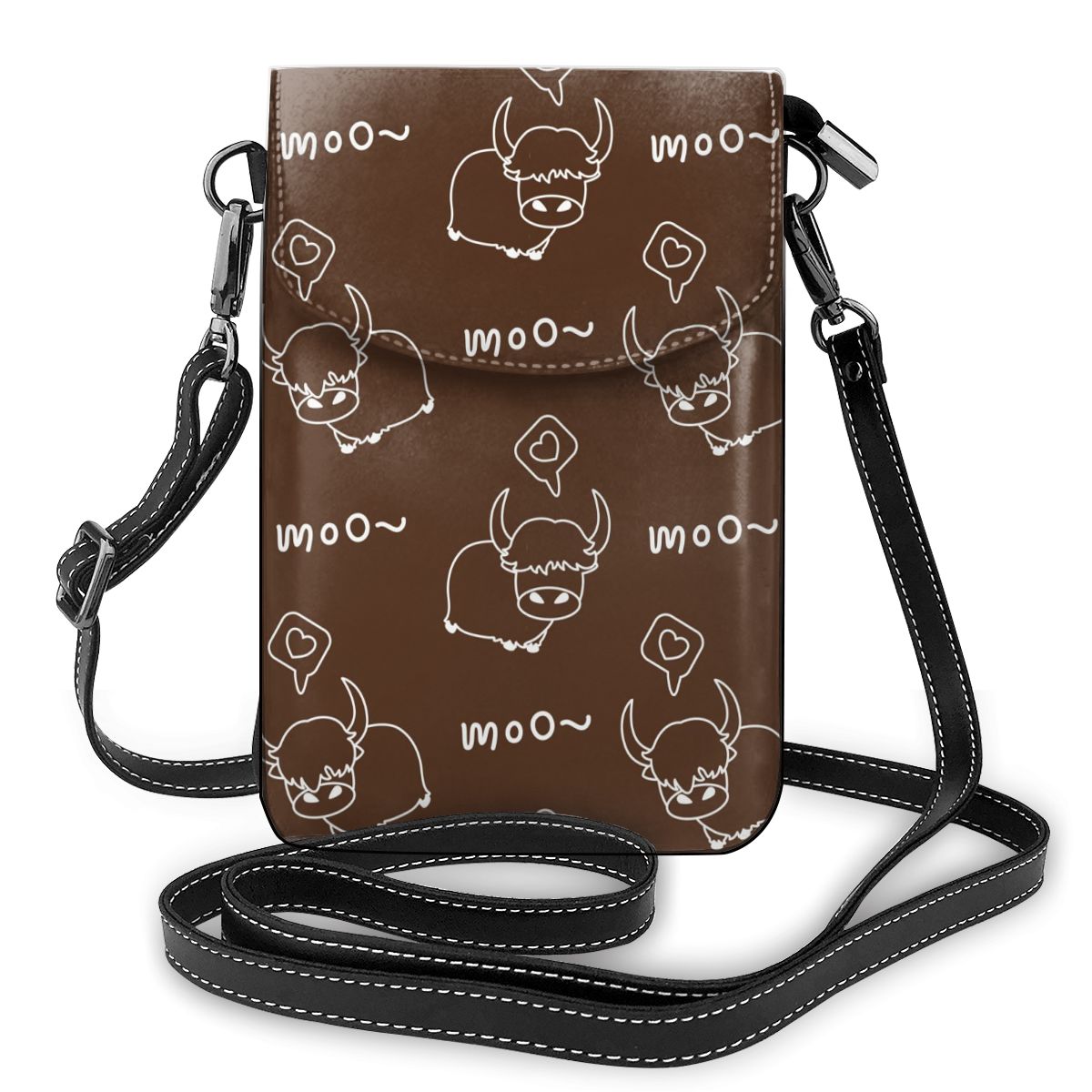 Mini Cartoon Cow Pattern Handbags Female Money Purse Phone Shoulder Bag Hasp Crossbody Bag Women PU Leather Messenger Coin Pouch