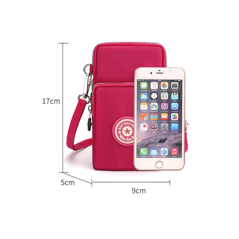 Women Waterproof Small Shoulder Bag Nylon Mobile Phone Bags Mini Messenger Purse Wallet Three Layer CrossBody Zipper Handbag