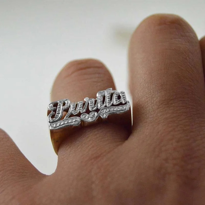 Personalized custom mens name ring personalized hip-hop ring 18K gold-plated ring womens Christmas gift 241106