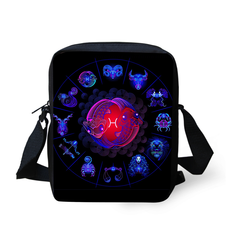 ELVISWORDS 12 Constellations Print Messenger Bags For Women Crossbody Bag Boys Girls Shoulder Pack Customizable Satchels Bolsa