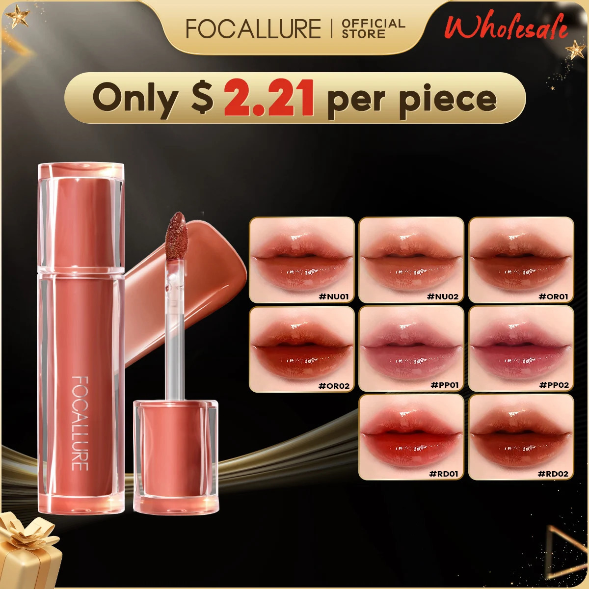 FOCALLURE Wholesale 8 pieces/set of mirror lip color non sticky cup liquid lipstick lip glue lipstick cosmetics 241107