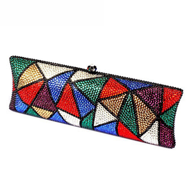 Luxury Christmas Gift Colorful Full Crystals Clutch Banquet Purse Evening Bags Clutches Women Party Chain Shoulder Handbags