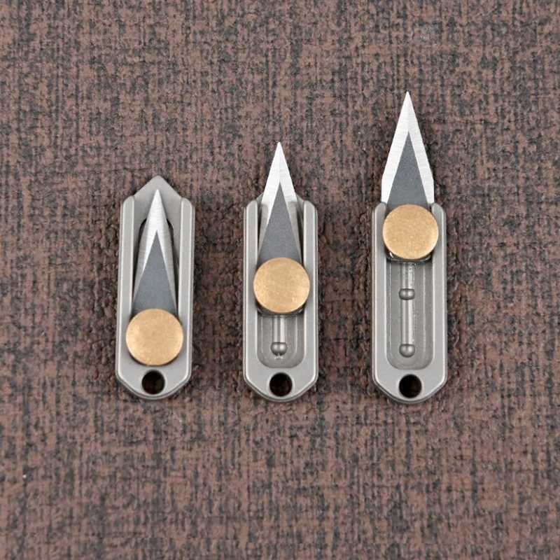 Pure titanium mini push knife titanium alloy sharp portable Edc keychain pendant quick opening upon unboxing X241107