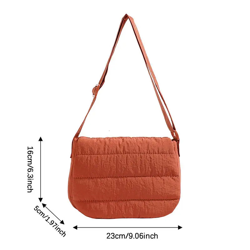 Fashion Underarm Bags Puffy Handbags Tote Women Girls Shoulder Lightweight Down Cotton Padded Plaid Messenger 241106