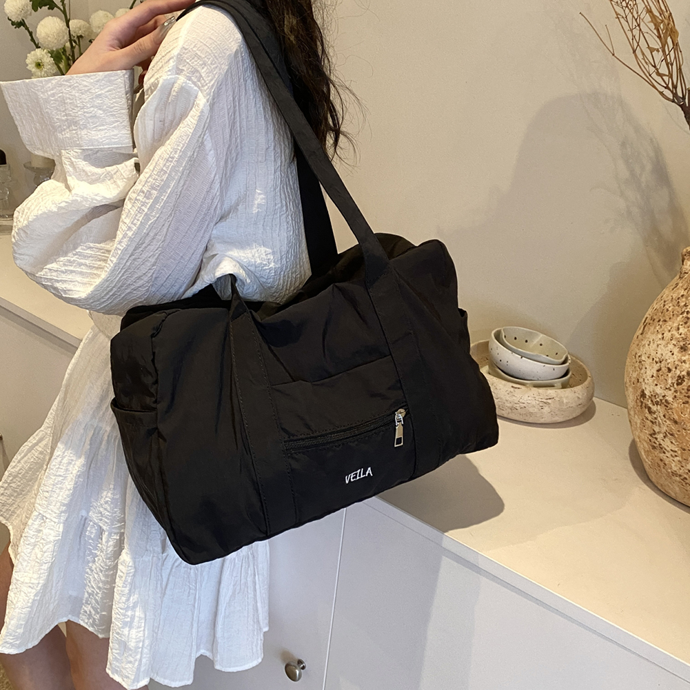 Unisex Everyday Overnight Bag Oxford Cloth Travel Carry-On Handbag Solid Color Lightweight Tote Handbag Outdoor Short Trip Bag